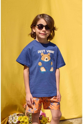 Luess Erkek Çocuk Ayıcık Baskılı Tişört 2-3 Yaş 8-9 Yaş -lacivert Lacivert