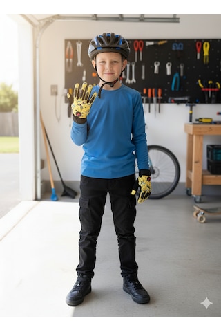 Çocuk Motosiklet & Bisiklet Eldiveni Sarı Renkli - Güvenli Sürüş İçin