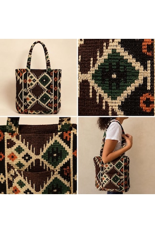 Bk Gift El Yapımı Otantik Türk Kilim Omuz Çantası -17, Günlük, Kitap, Tablet, Plaj Ve Seyahat Çantası Çok Renkli
