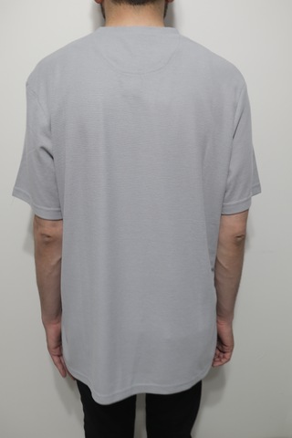 Santa Dmctekstil Erkek Tshirt-1323 Düz Spor Kesim Rahat Kalıp Bisiklet Yaka Battal T-shirt Gri