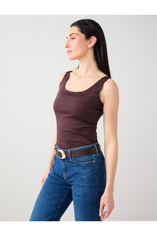 Jimmy Key Acı Kahve U Yaka Dar Kesim Örme Atlet 6sw015475803 Acı Kahverengi