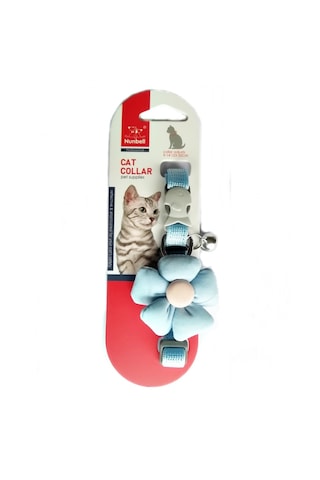 Nunbell Çıngıraklı Çiçekli Kedi Boyun Tasması 23-35 Cm Mavi