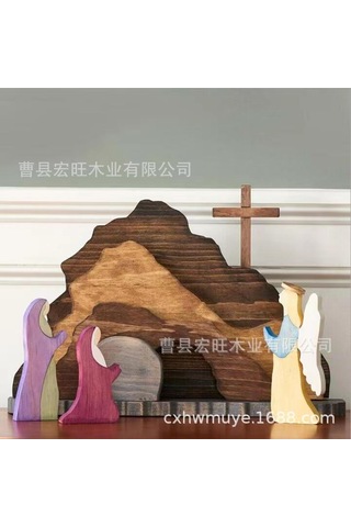 Geeksen Paskalya Dekorasyon Seti - 9 Parça Ahşap Renkli Ev Aksesuarı Ahşap Renkli 9 Parça Set