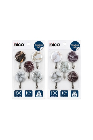 İbico İ17-011 Plastik Askı 2kg Taşıma 5 Adet Metal Uçlu Meyve Resimli Yapışkanlı Montaj - 12'li Paket Çok Renkli