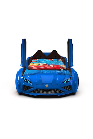 Lambo - Kapıları Açılır Arabalı Yatak - Koltuklu, Mavi Tek Kişilik