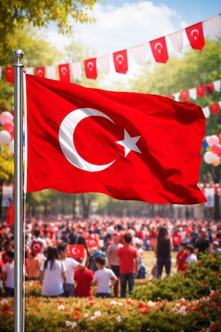 50x75 Cm Alpaka Kumaş Türk Bayrağı Dikişli Kenar, Balkon Ve Dış Mekan Kullanıma Uygun Tek Ebat