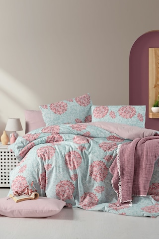 Lastikli Çarşaflı Tek Kişilik Nevresim Elegant Mint Mint Mor