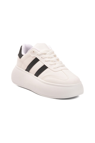 Beyaz Siyah Yüksek Taban Bağcıklı Unisex Sneaker Dvs-01 Z Beyaz - Siyah