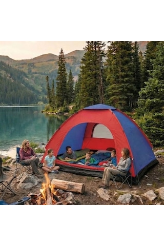 6 Kişilik Manuel Kurulum Kamp Çadırı Aile, Doğa, Piknik Ve Outdoor Kamp Çadırı 220x250x150 Cm 546 Çok Renkli