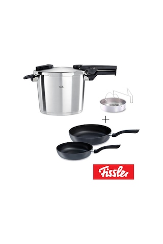 Fissler - Vitaquick Premium 6 Litre Düdüklü Tencere + Tava Set