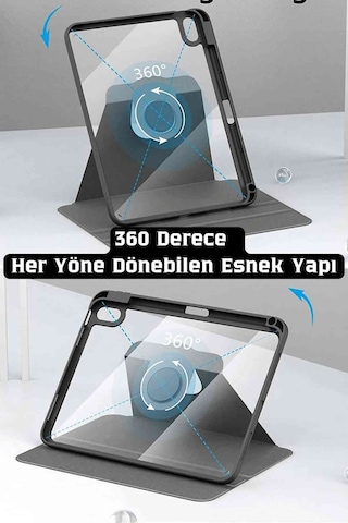 Apple Uyumlu iPad Air 13 2025 M3 Çip 360 Dönebilen Yatay Dikey Standlı Fuchsia Pino Tablet Kılıfı Kılıf