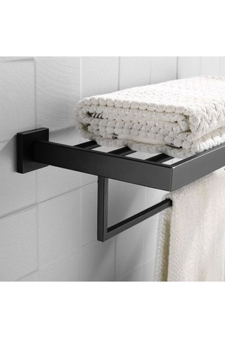 Metal Duvar Askılı Havlu Rafı Siyah