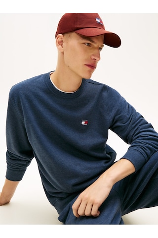 Tjm Reg Badge Crew Ext Erkek Mavi Sweatshirt - Dm0dm22665 Mavi