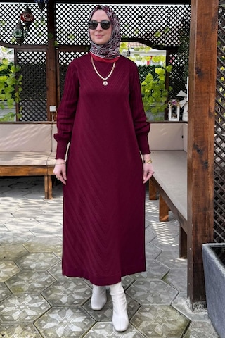 Yağmur Triko Elbise Bordo Normal