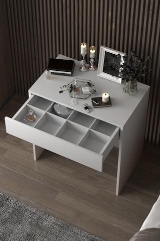 Mina Aynalı Çekmeceli Gizli Bölmeli Makyaj Masası Çalışma Masası