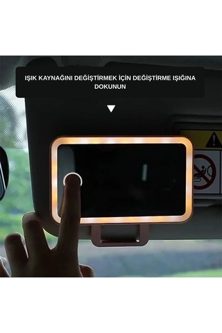 Dokunmatik Led Işıklı Araç Makyaj Aynası Şarjlı Taşınabilir Güneşlik Uyumlu Ayna