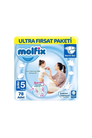 Molfix Bebek Bezi 5 Beden Ultra Fırsat Paketi 78 Adet Molfix Bebek Bezi 5 Beden Ultra Fırsat Paketi 78 Adet