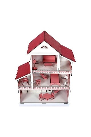 Ahşap Çocuk Oyun Evi 60 CM Mobilyalı