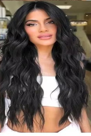 Caş Dekorasyon Isıya Dayanıklı Yıkanabilir Yarımay Çıt Çıt Saç 1 Siyah-dalgalı-60cm-110 Gr+2 Adet Yan Çıtçıt Saç Siyah