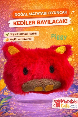 Piggy Peluş Kedi Oyuncağı Matatabi İçerikli, Dayanıklı, Kediler İçin Eğlenceli Oyuncak