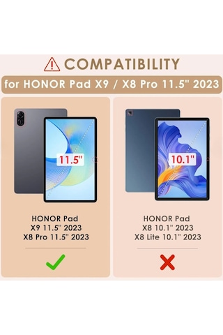 Honor Pad X9 11.5 İnç İçin Uyumlu El Tutamaçlı Standlı Deri Tasarım Kılıf Arka Kapak