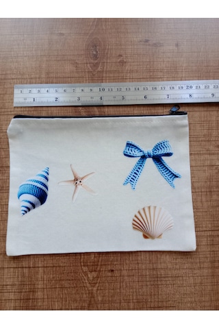 Wisheratelier Midye Kabugu Ve Kurdela Detaylı Bez El Çantası Desenli