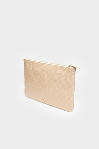 Açelyaokcu Premium Comet Handbag Hakiki Deri Portföy Clutch Çanta Bej