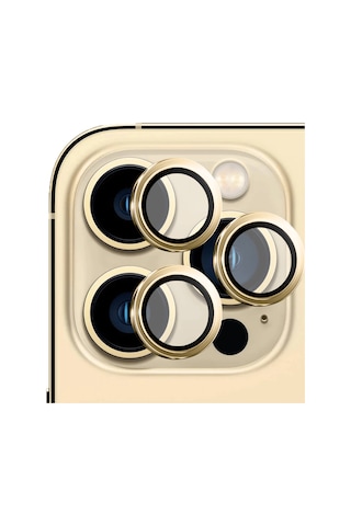Safeus Safir Temperli Kamera Lens Koruyucu Apple Uyumlu iPhone 13 Pro Max Ve İle Altın