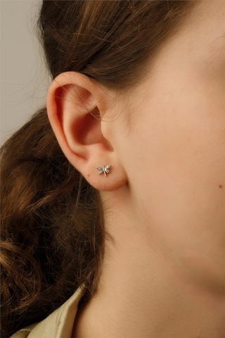 Minimal Yusufçuk Böceği Küpe Silver-2352