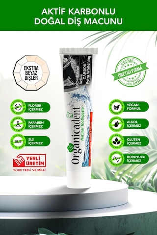 Organicadent Aktif Karbonlu Doğal Diş Macunu 75 Ml - Doğal Beyazlık Ve Ferahlık
