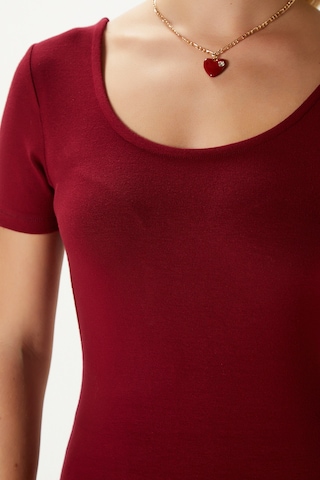 Ritnice Kadın Favor Lux Touch Yumuşak Doku U Yaka Bordo Bluz Bordo