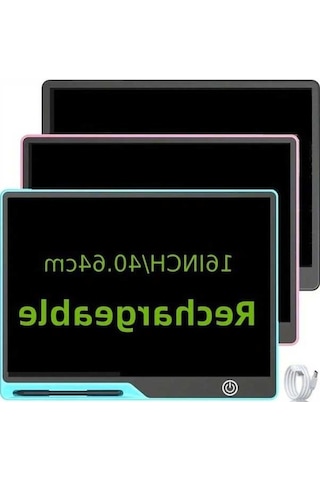 Trendooze 16 Inç Sunshine022 Usb Şarjlı Mavi Lcd Yazı Tableti C Tipi Dayanıklı Eğitim Hediyesi Mavi Mavi