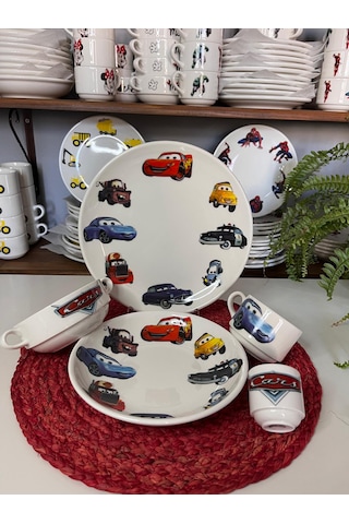 5 Parça Şimşek Mcqueen Model Çocuk Bebek Yemek Takımı Beslenme Seti Çok Renkli