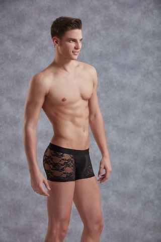 Doreanse Erkek Siyah Dantelli Çiçek Desenli Mini Paça Transparan Boxer 1952 Çok Renkli