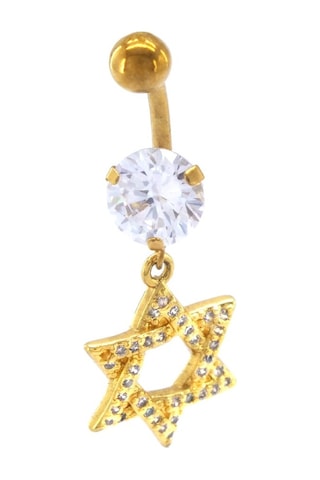 Ferizz Altın Kaplama Zirkon Taşlı Pentagram Piercing Prc-125 Altın