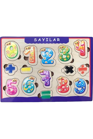 Farbu Oyuncak Ahşap Bultak Puzzle 15 Parça Arka Yüzü Yazı Tahtalı Yapboz Dört İşlem Sayılar