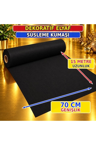 Vıp 15 Metre Siyah Tela Kumaş Siyah Elyaf Kumaş Avm Noel Yılbaşı Süsleme Kumaşı 70 Cm Genişliğinde