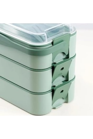 Demirdengelsin 3 Katlı Beslenme Kutusu, Yemek Taşıma Kabı, Kaşık Çatal Dahil, Sefer Tası, Yeşil, 420 Ml, Bpa-free Bakır