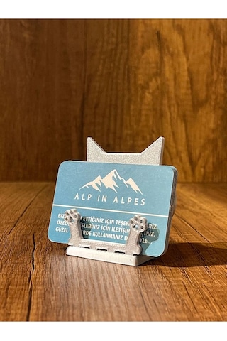 Kedi Temalı Kartvizitlik - Vetpati Gümüş Renk