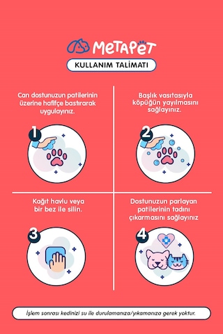 Metapet Doğal Nano Gümüş Kedi Pati Temizleme Köpüğü Pati Yıkama 200 ML