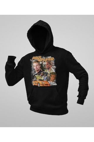 Sevbano Hızlı Ve Öfkeli Paul Walker Baskılı Unisex Oversize Film Hoodie Siyah