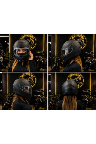 Jk 902 Matt Black Çene Açılır Motosiklet Kaskı Mat Siyah