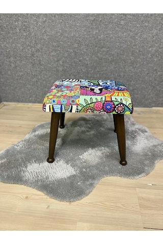 Trend Ceviz Diego Ahşap Ayak Uzatma Pufu Makyaj Koltuğu Bench Tabure