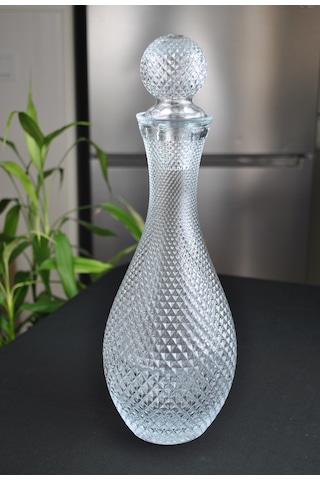 El Yapımı Cam Kapaklı Sürahi 1 Litre Şerbetlik Karaf