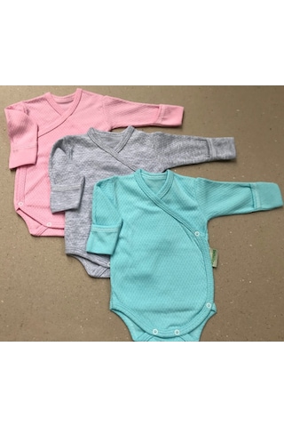 Özdemirlitekstil Bebelino Kız Bebek Çıtçıtlı Badi Kruvaze 3'Lü Paket Çok Renkli