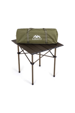 Lerato Basic Alüminyum Katlanır Portatif Küçük Boy Kamp ve Piknik Masası - Kahverengi - 49 x 52 x 49 CM