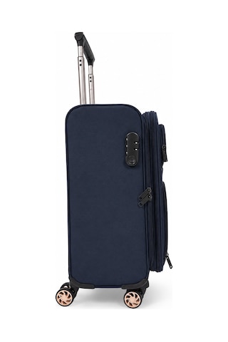 Fossil Unisex Kumaş Kabin Boy Ultra Hafif Şifreli Körüklü Kendi Etrafında Dönebilen Valiz 010-03 Lacivert