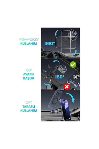 Sogud Magsafe Manyetik Araç Telefon Tutucu Vakumlu Vantuzlu, 360 Döner Telefon Standı, Güçlü N52 Mıknatıs,iphone İle Uyumlu - Not - Sorun Yaşayanlar Önce Bize Yazsın