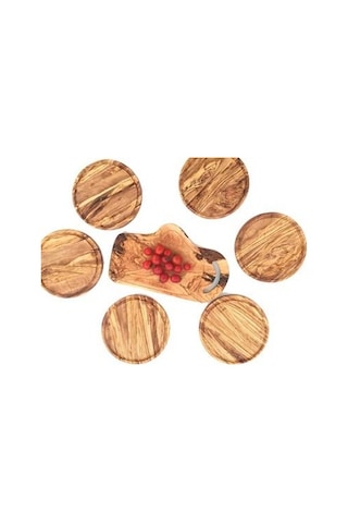 Zethome Zeytin Ağacı Ahşap Yuvarlak. Oluklu Steak / Pizza Tahtası