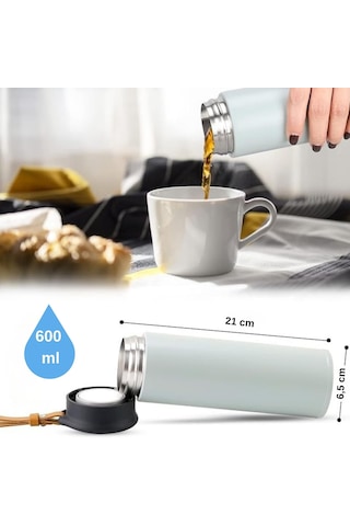 600 Ml Paslanmaz Çelik Termos, Çift Katmanlı, Sızdırmaz Kapaklı Yeşil